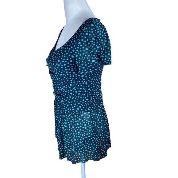 Anthropologie Postmark Polka Dot Peplum Top Small Gray Green - Picture 3 of 5